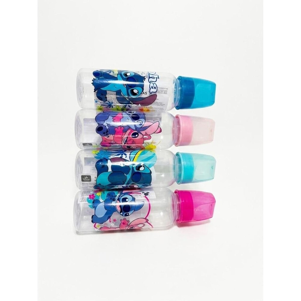Brand new Disney Stitch baby bottle set featuring four colorful Stitch and Angel